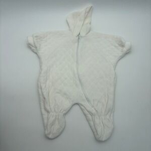 Little Me Vintage White Quilted Hooded Bunting Footed Snowsuit 3 Months USA Made